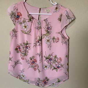 Lily White Size S Light Pink Floral Blouse